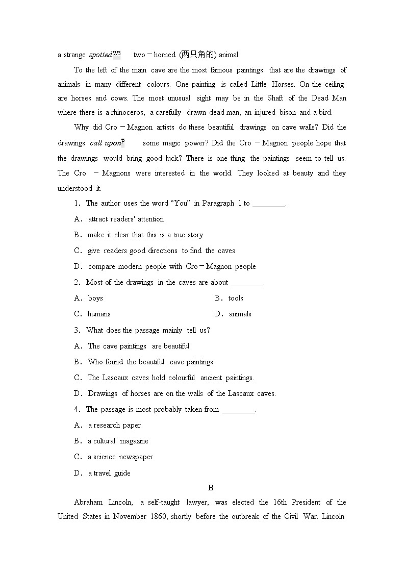 2020-2021学年高中英语新人教版必修第二册 Unit 4 History and traditions sectionⅡ  基础提升  作业 练习03