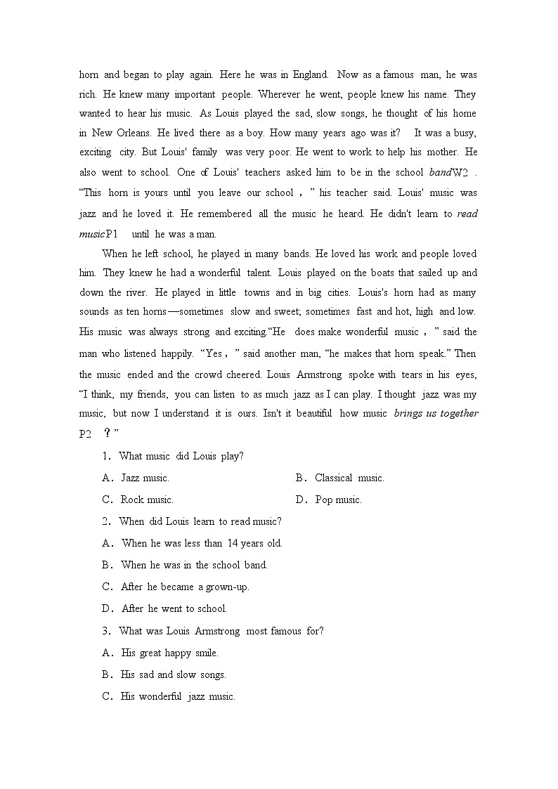 2020-2021学年高中英语新人教版必修第二册 Unit 5 Music sectionⅠ 基础提升 作业第2页