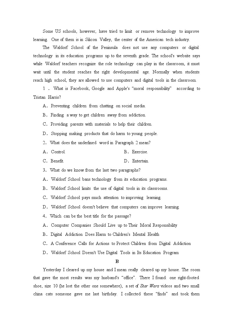 2020-2021学年高中英语新人教版必修第二册 Unit 3 The internet  sectionⅡ  提升作业Word版含解析第3页