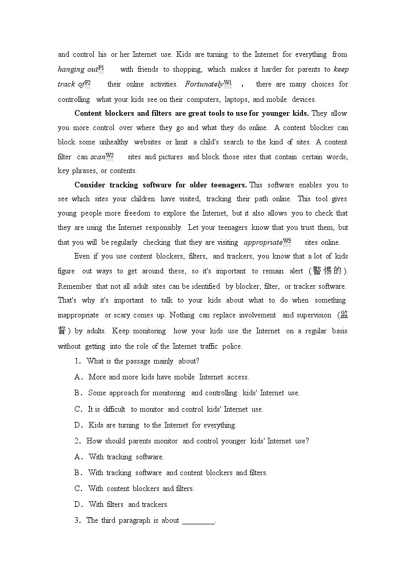 2020-2021学年高中英语新人教版必修第二册 Unit 3 The internet  sectionⅢ  提升作业Word版含解析 练习02