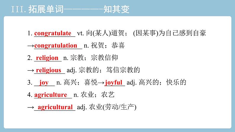 2021-2022学年高中英语新人教版必修第三册Unit1 Festivals and celebrations 教材知识串讲 课件08