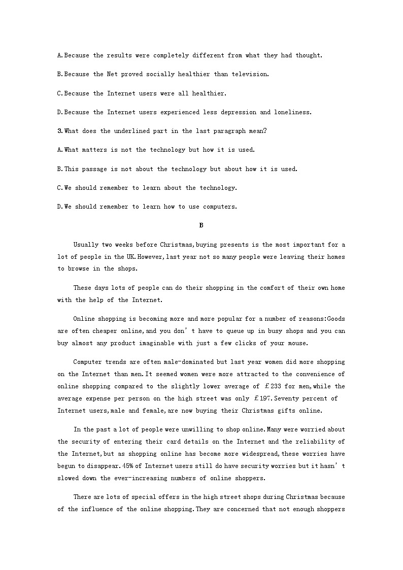 2020-2021学年高中英语新人教版必修第二册Unit3TheInternetSectionⅡDiscoveringUsefulStructures习题含解析第3页