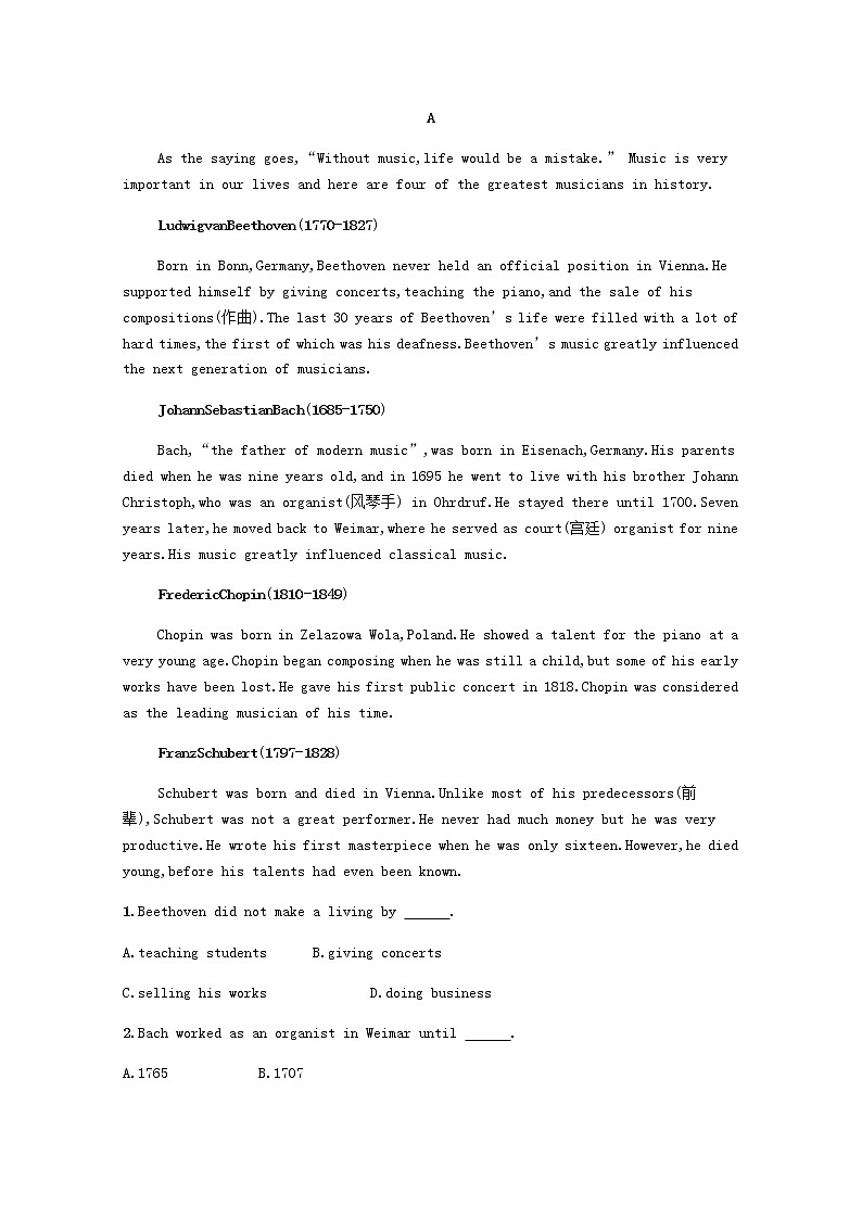 2020-2021学年高中英语新人教版必修第二册Unit5MusicSectionⅡDiscoveringUsefulStructures习题含解析第2页