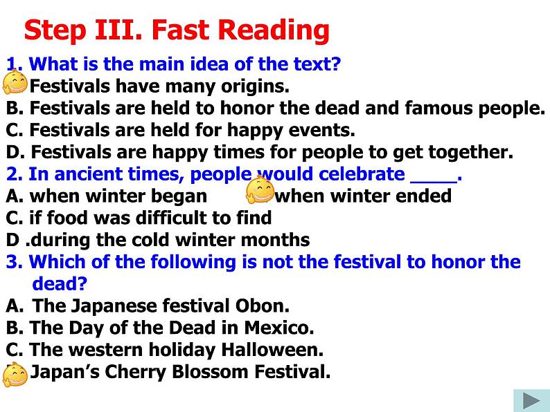 2020-2021学年高中英语 新人教版必修第三册 Unit  1 Festivals around the world reading- 课件（22张ppt）第7页