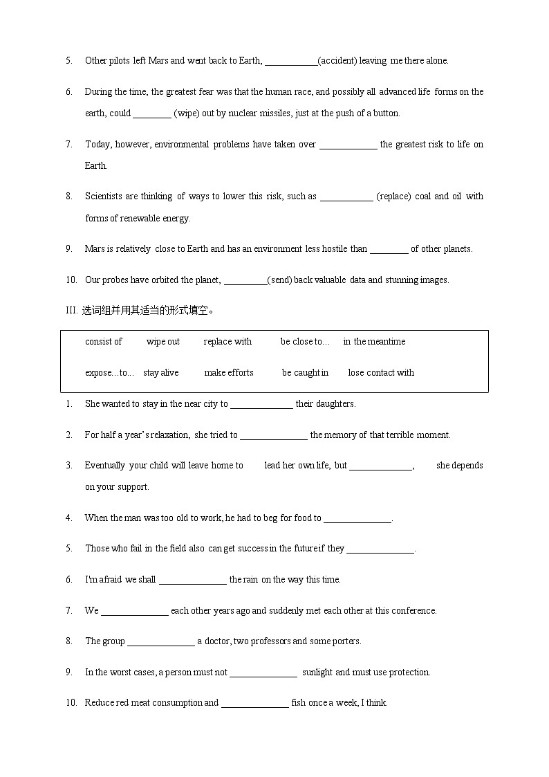 Unit6 Survival Period3 Developing ideas and presenting ideas练习02