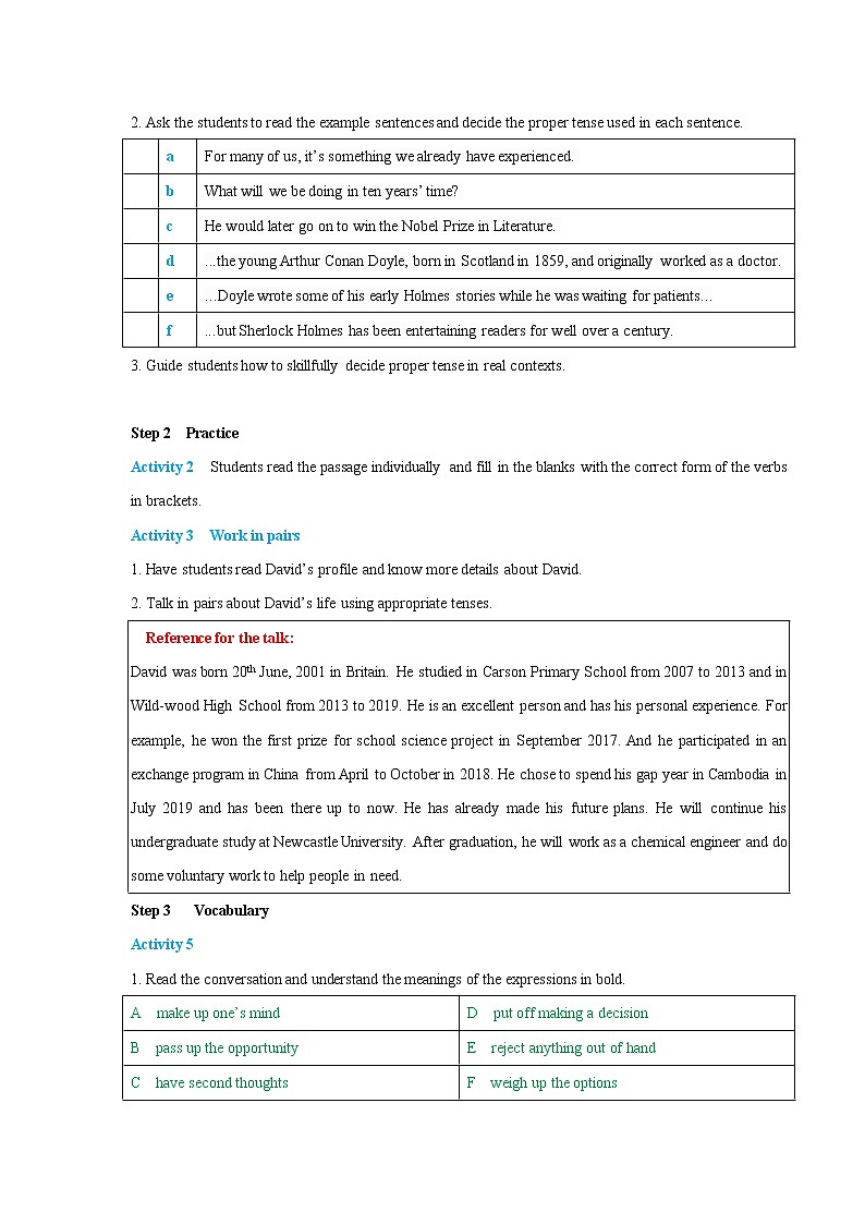 Unit 1 Looking forwards Period 2 Using languages 教学设计02