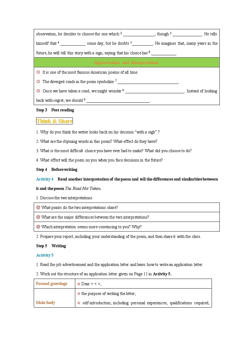 Unit 1 Looking forwards Period 3 Developing ideas and presenting ideas 导学案03