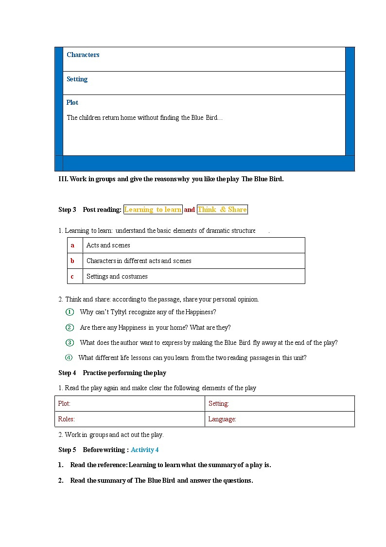 Unit 2 Lessons in life Period 3 Developing ideas and presenting ideas 教学设计03
