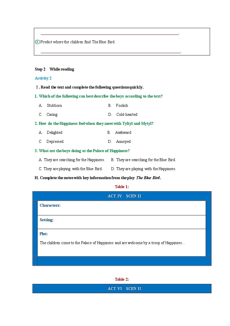 Unit 2 Lessons in life Period 3 Developing ideas and presenting ideas 导学案02