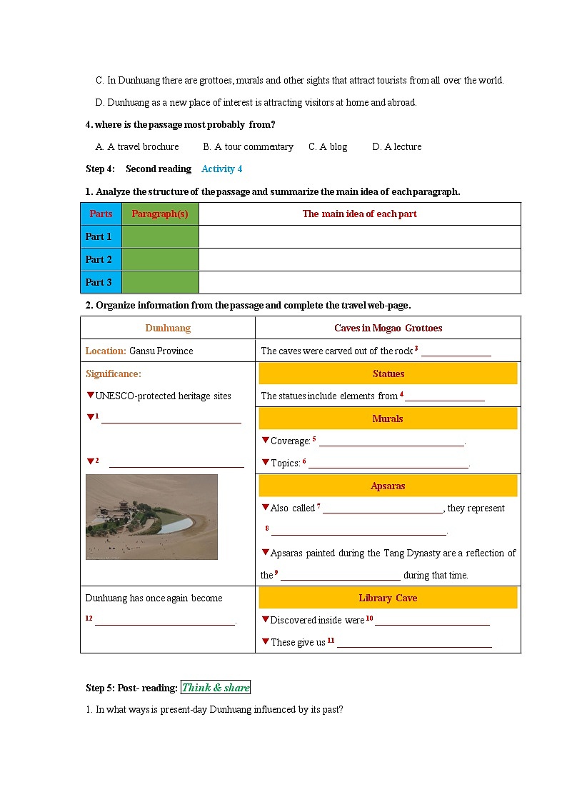 Unit 3 The world meets China  Period 1Starting out and understanding ideas导学案03