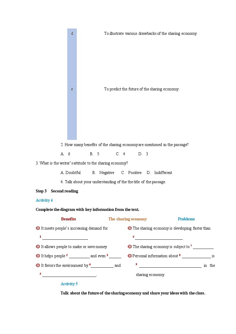 Unit 4 Everyday economics Period 3 Developing ideas and presenting ideas 导学案03