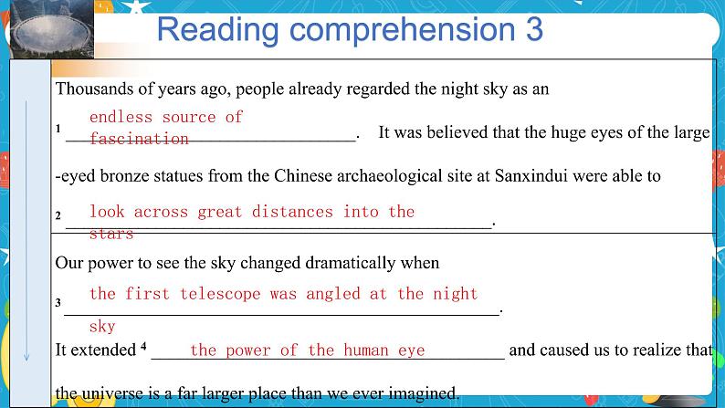 Unit 6 Space and beyond  Period 3 Developing ideas and presenting ideas 课件07