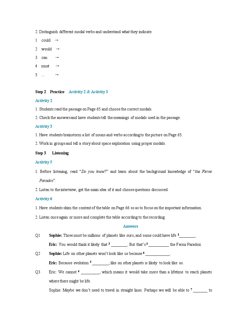 Unit 6 Space and beyond Peroid 2 Using language 教学设计02