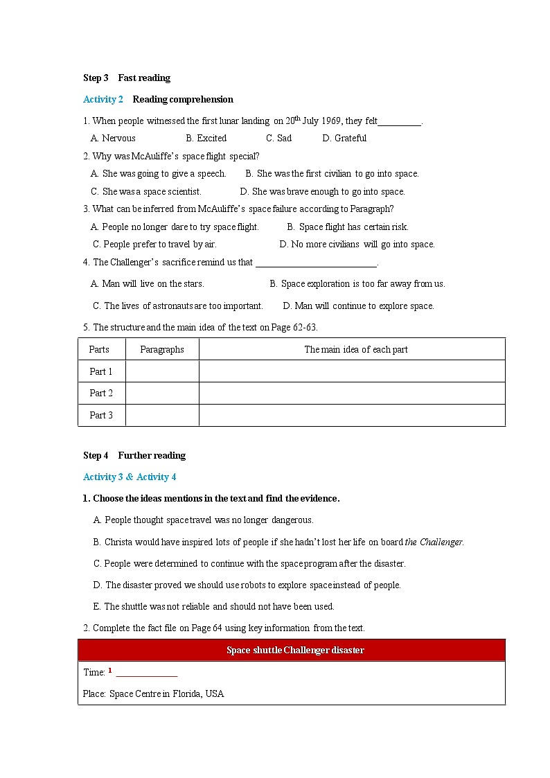 Unit 6 Space and beyond Period 1 Starting out and understanding ideas 导学案03