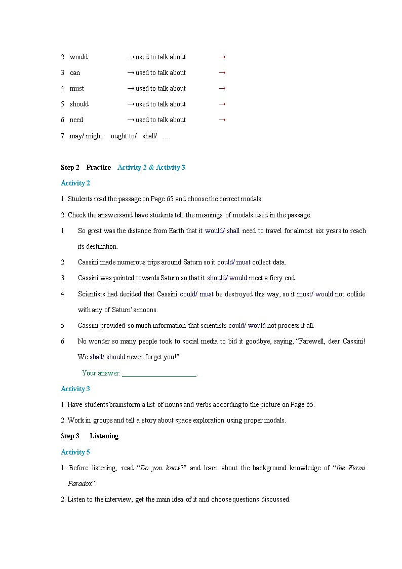 Unit 6 Space and beyond Peroid 2 Using language导学案02