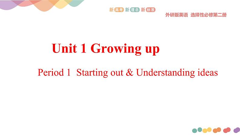 Unit 1 Growing up Period 1 Starting out and understanding ideas 课件(外研版选择性必修第二册)01