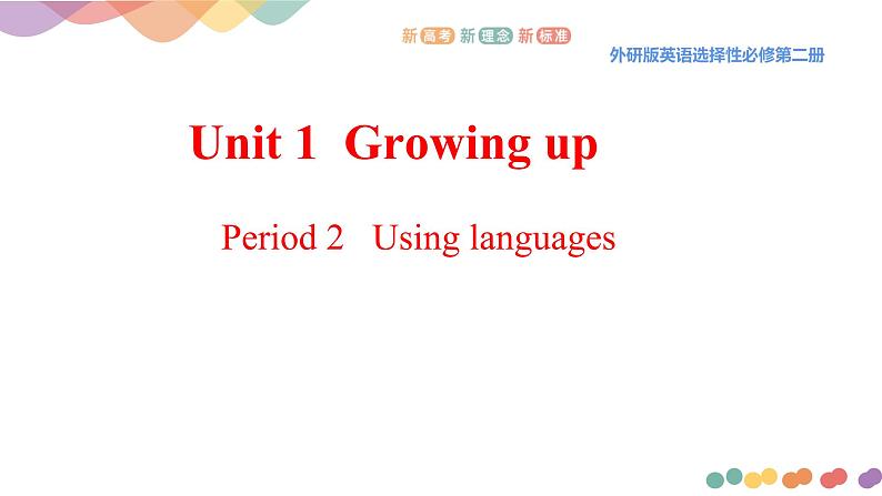 Unit 1 Growing up Period 2 Using language 课件(外研版选择性必修第二册)01