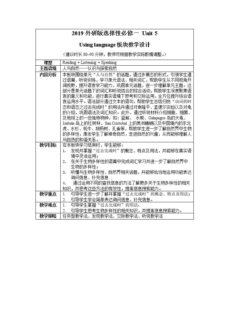 Unit 5 Using language 教案01