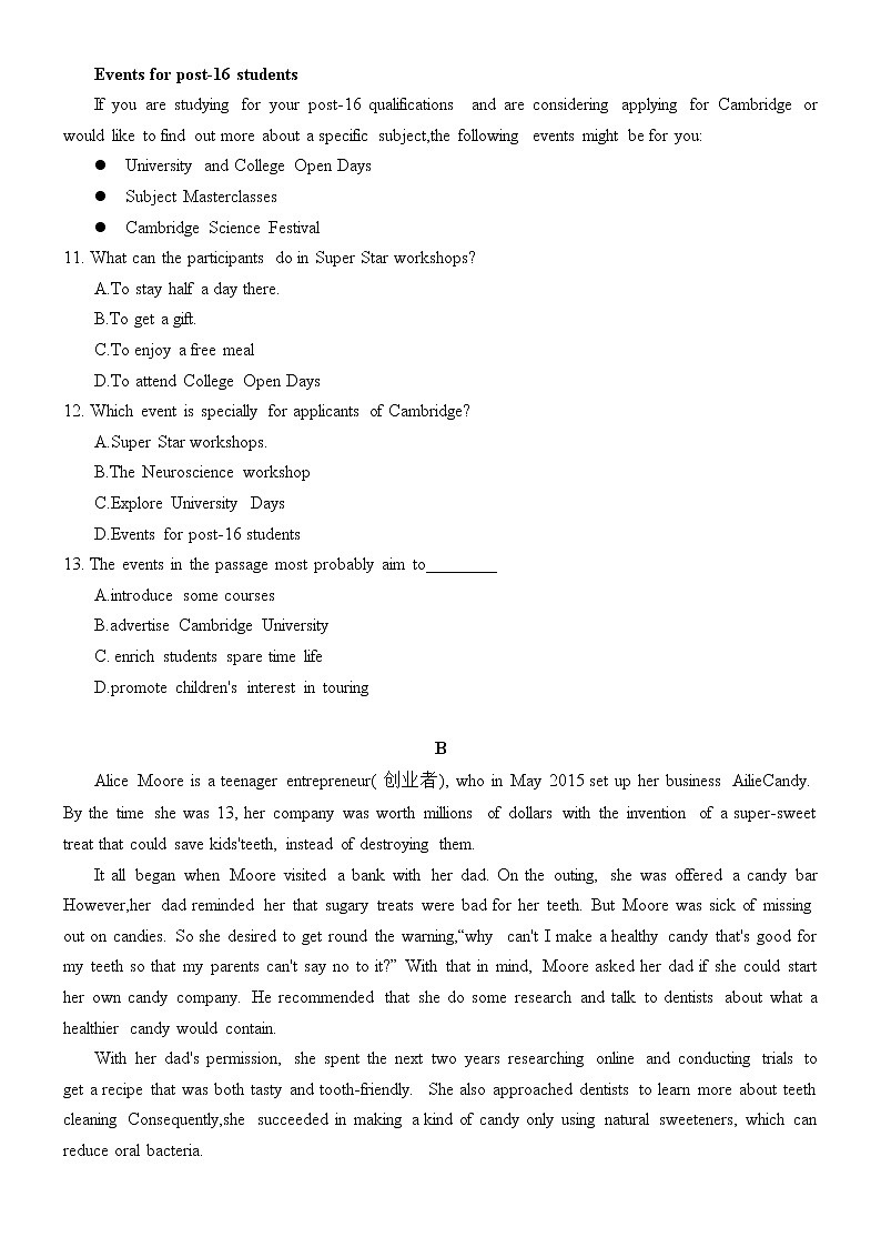 广东省东莞市东莞中学2021-2022学年高一上学期第二次段考英语试卷（Word版含答案）03