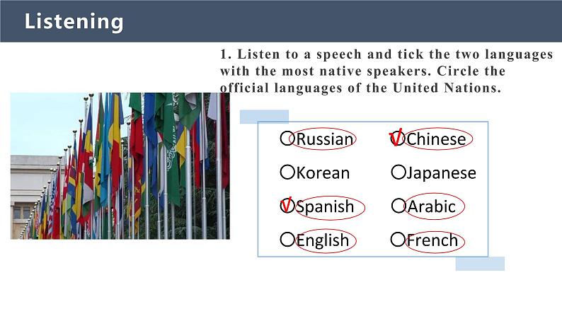 Unit 5 Languages around the world Period 1 Listening, Speaking & Talking 课件-2021-2022学年上学期高一英语同步精品课堂(人教版新教材必修第一册)04