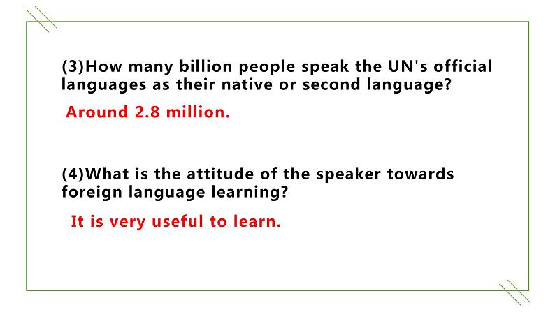 Unit 5 Languages around the world Period 1 Listening, Speaking & Talking 课件-2021-2022学年上学期高一英语同步精品课堂(人教版新教材必修第一册)07