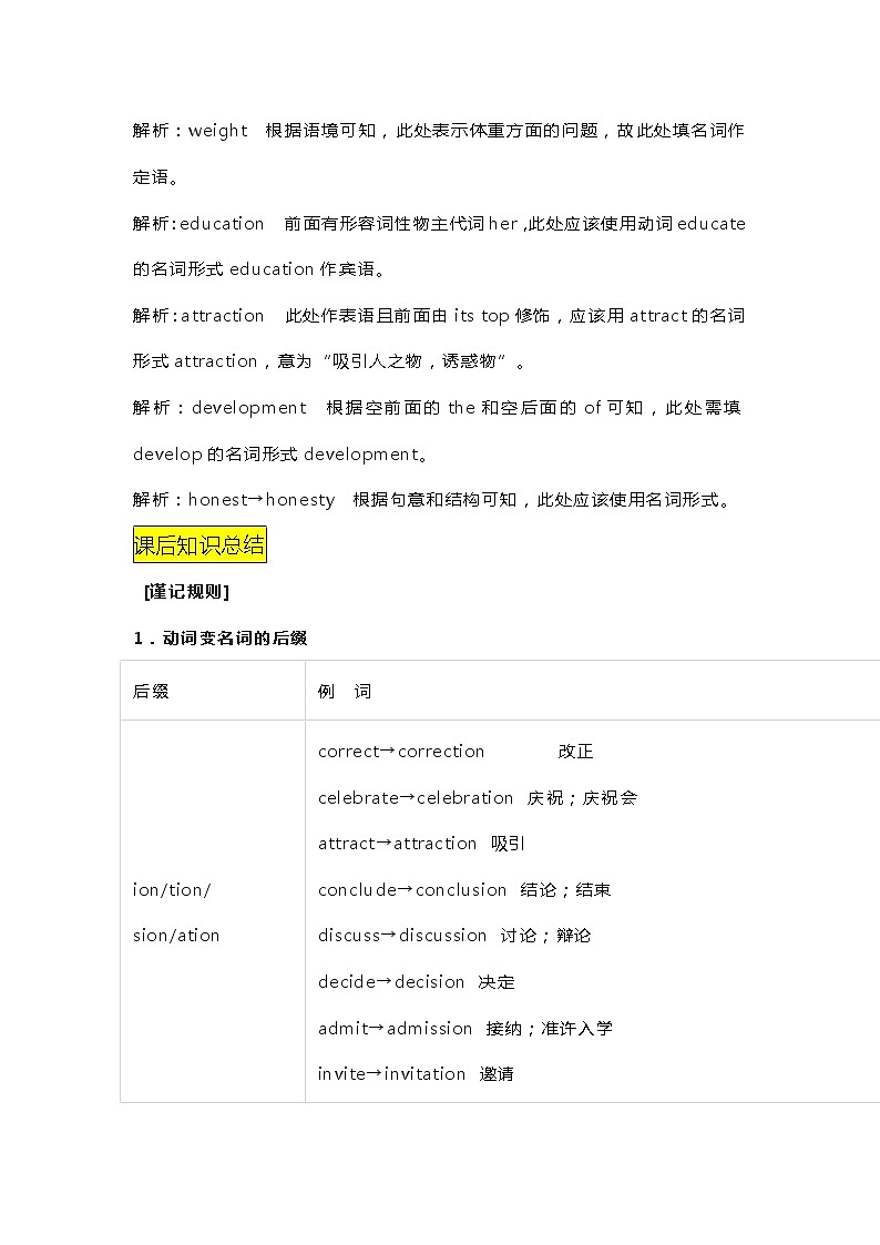 2021届河北衡水高三英语新高考语法复习讲义考点（十一）动词、形容词转换为名词第2页