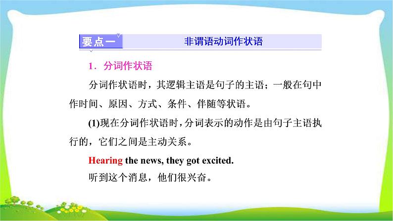 高考英语语法经典复习专题六非谓语动词完美课件PPT02