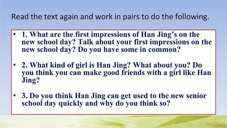 Welcome unit Period 2 Reading and Thinking 课件（1） - 副本08