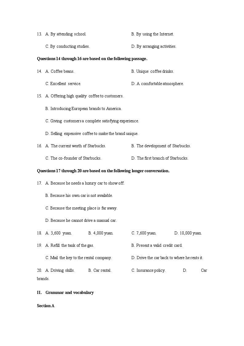 上海市金山区2021届高三上学期期末质量监控（一模）（12月）英语试题 Word版含答案03