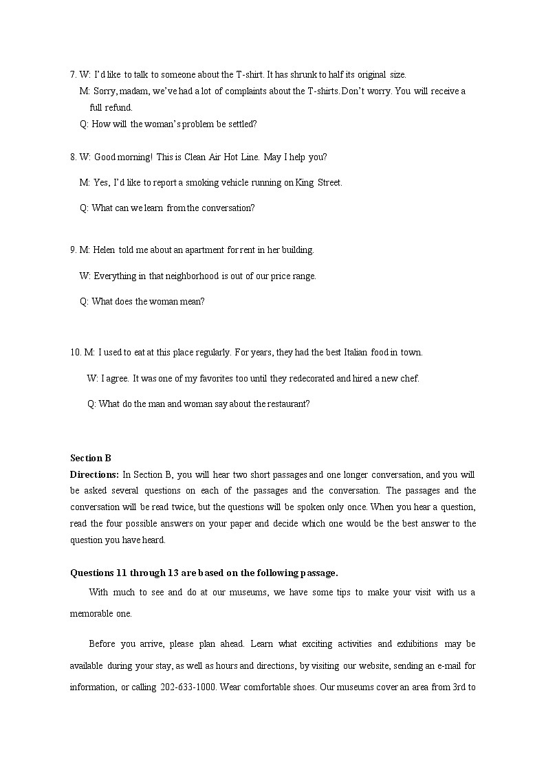 上海市金山区2021届高三上学期期末质量监控（一模）（12月）英语试题 Word版含答案02