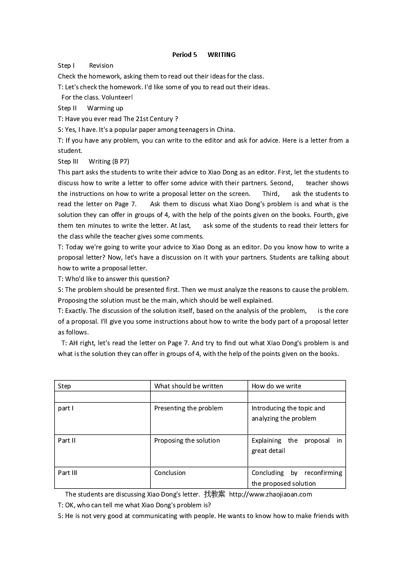 高一英语教案：1.5《Unit 1 Friendship》Period 5   WRITING（人教版必修一）第1页