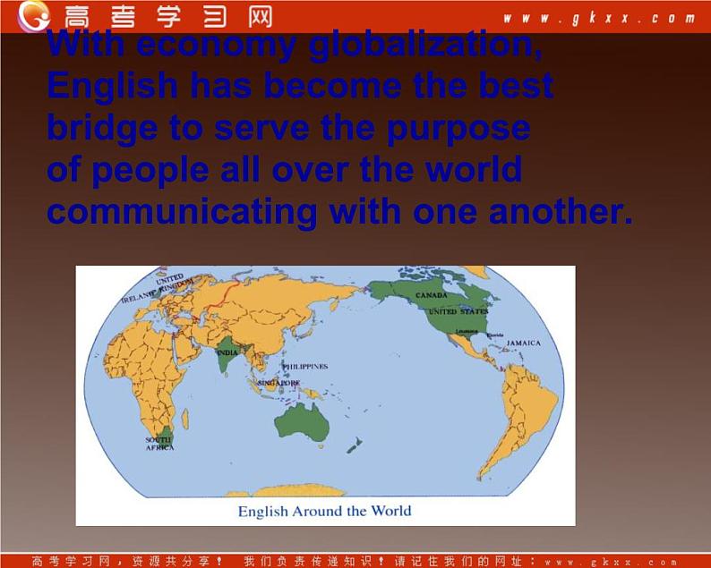 浙江省安吉县振民中学高一英语人教版必修1《Unit 2 English around the world》-Warming up课件02