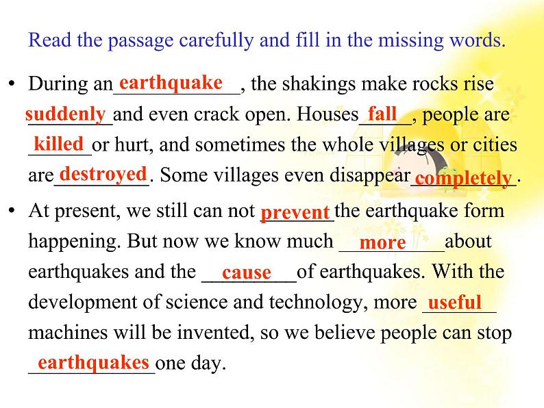 高一英语人教版必修1精选课件《Unit 4 Earthquakes》Speaking and Writing课件第4页