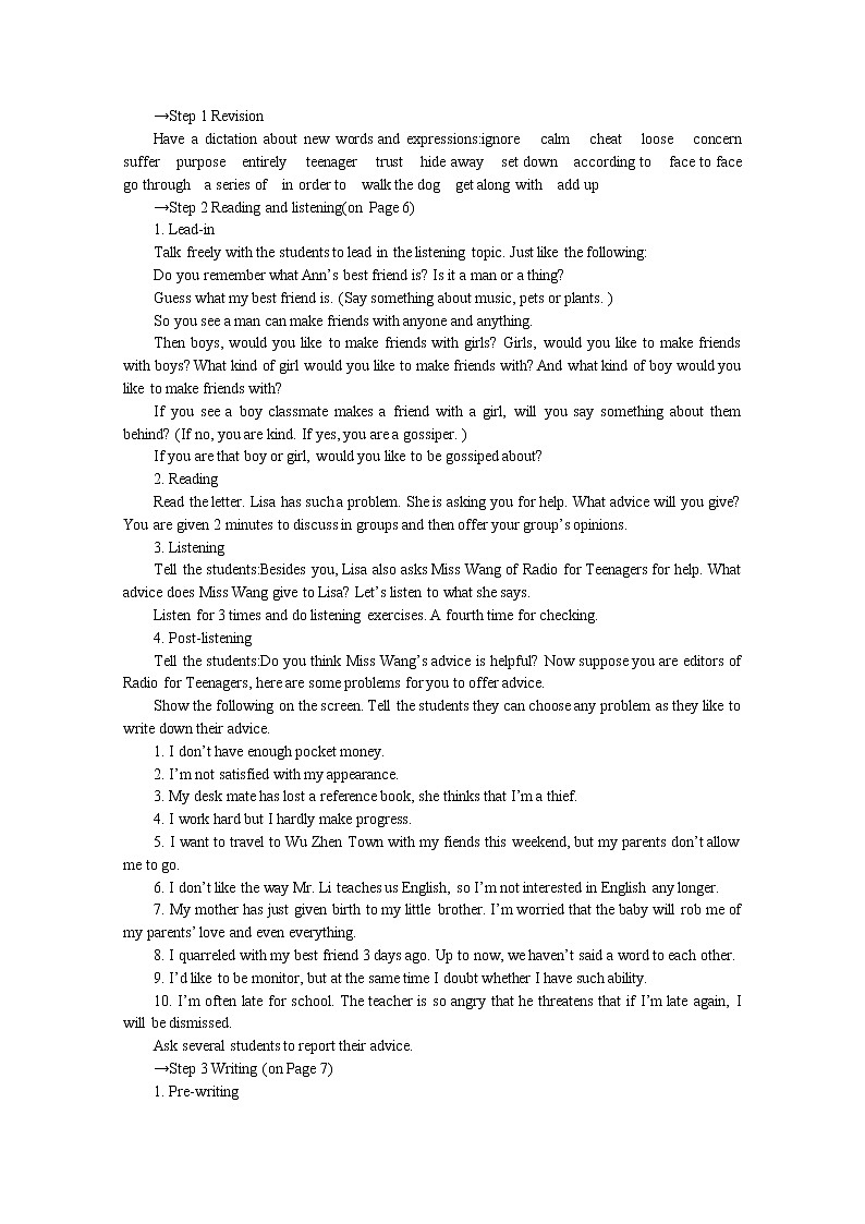 英语教学案（人教版）：必修一 Unit 1 Friendship Period 6《Using Language》02
