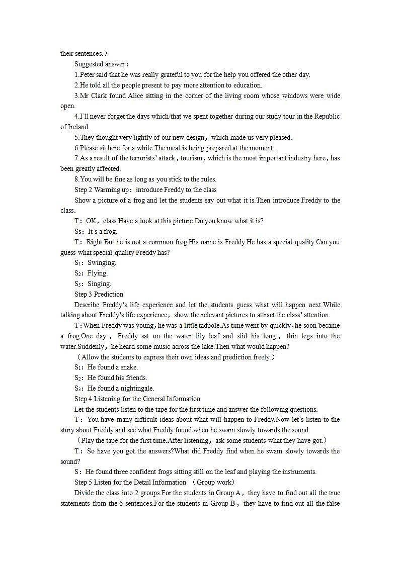 英语人教版必修二Unit5《Music》教案Period3 Listening and Reading02