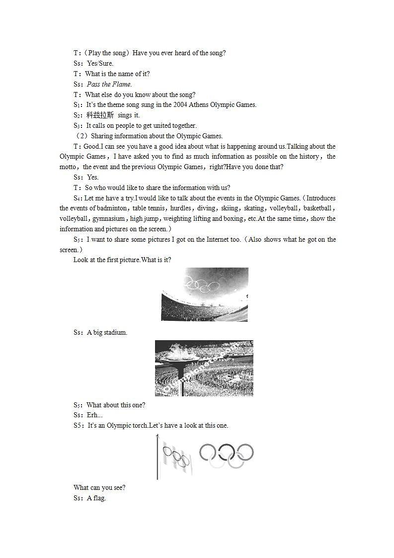 英语人教版必修二Unit2《The Olympic Games》教案Period1 Reading02