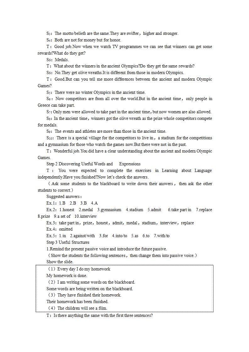 英语人教版必修二Unit2《The Olympic Games》教案Period2 Learning about Language02