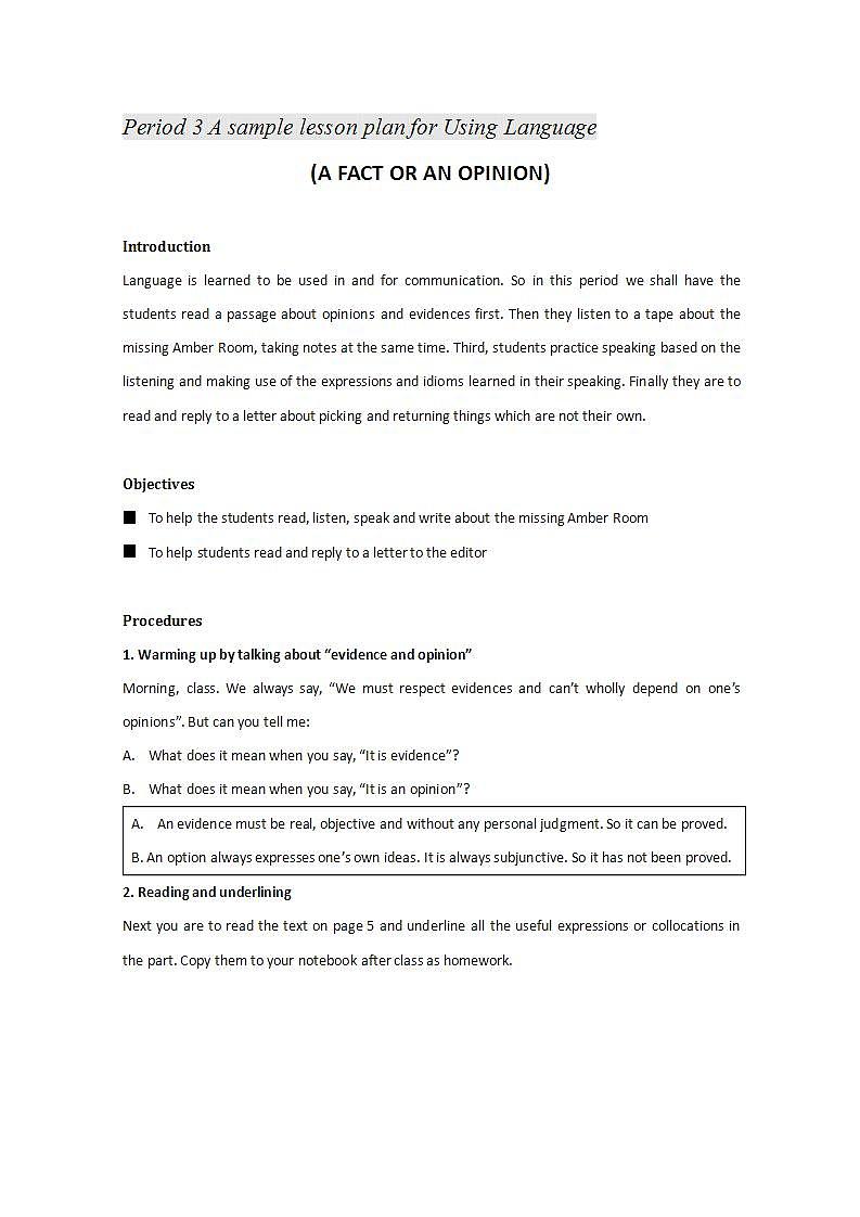 浙江年高一英语必修2精品教案：Unit1《cultural relics》 period 3（新人教必修2）01