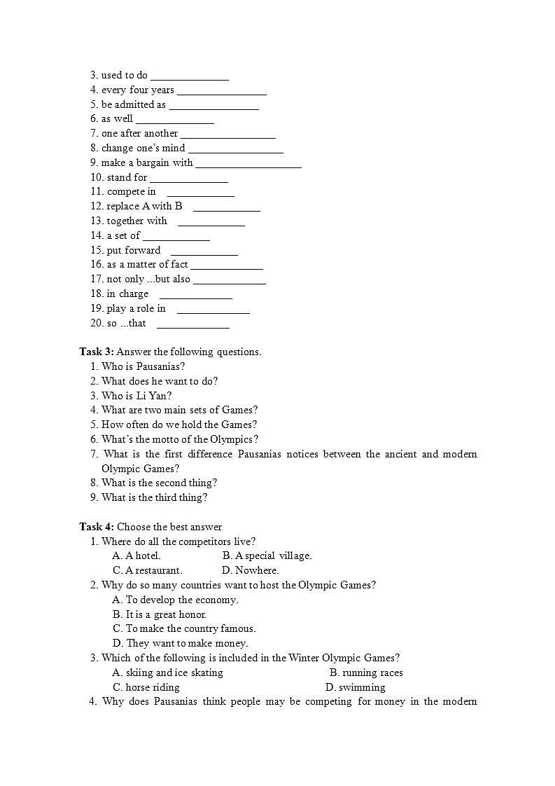 江西省信丰二中高中英语必修二《Unit One—The Olympic Games》学案（1）02