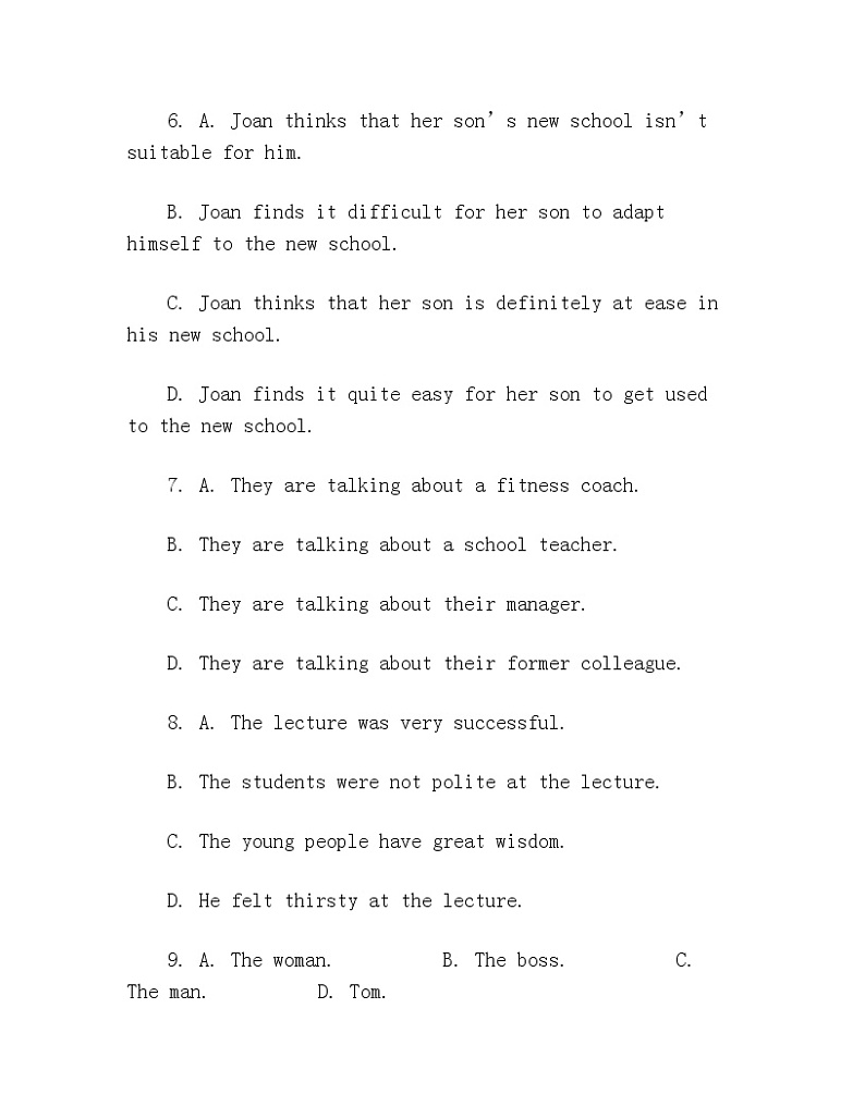 2019年上海市春考高考英语试卷(含答案)03