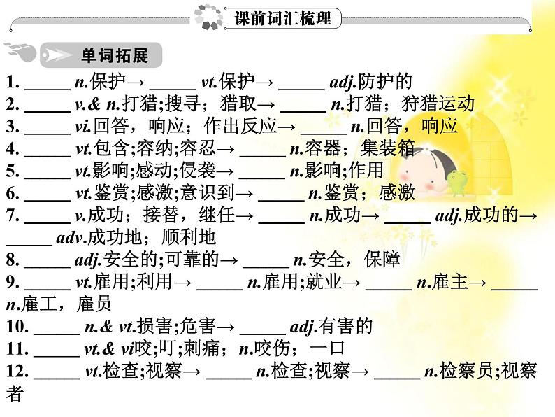 英语词汇篇人教版必修2 unit 4《Wildlife Protection》课件05