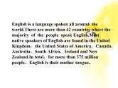 高一英语课件：Unit2《English around the world》牵手课堂（人教版必修1福建专用）