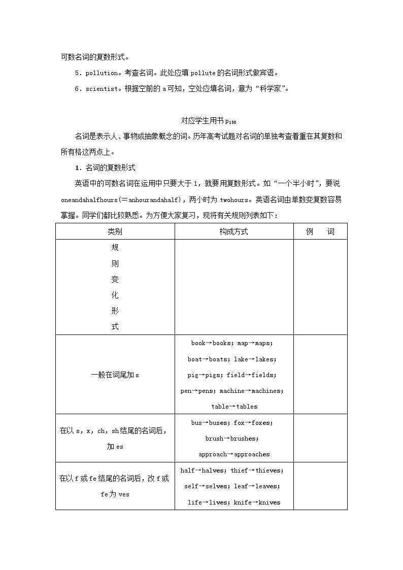 2021高考英语 牛津译林版必修二 一轮总复习语法一名词教案第2页