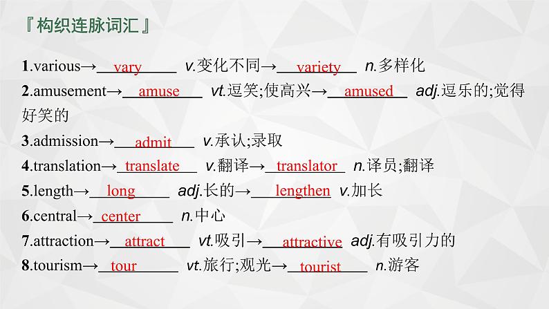 （新高考）2022届高中英语人教版一轮复习 分册一 必修4 Unit 5 Theme parks 精品课件08