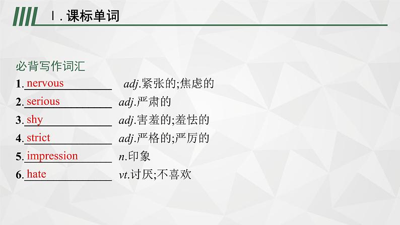 （新高考）2022届高中英语外研版一轮复习 必修1 必备预习案 Module 2 My New Teachers 精品课件第2页