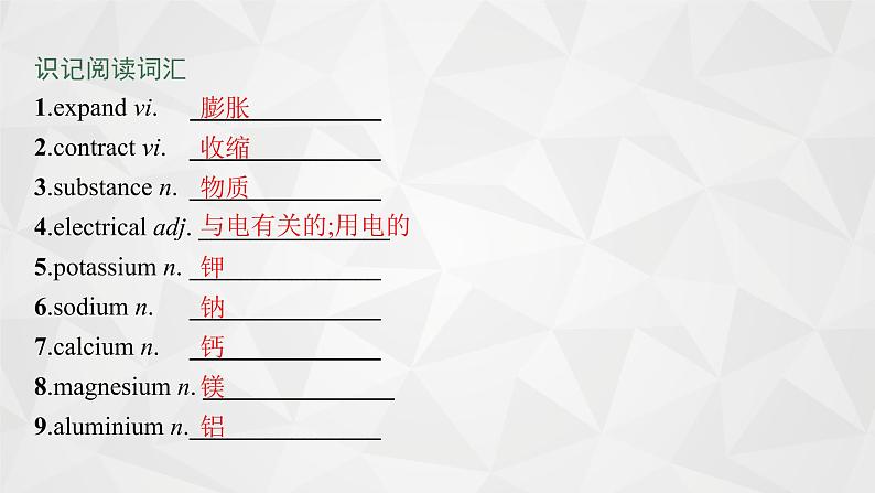 （新高考）2022届高中英语外研版一轮复习 必修1 必备预习案 Module 5 A Lesson in a Lab 精品课件03