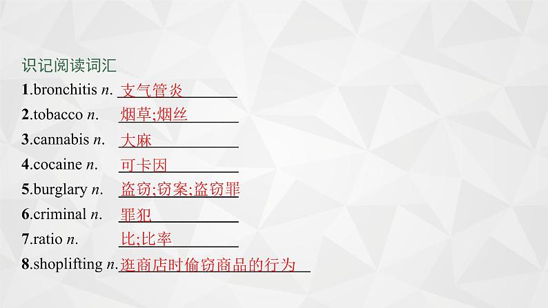 （新高考）2022届高中英语外研版一轮复习 必修2 必备预习案 Module 2 No Drugs 精品课件03