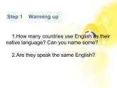 陕西省澄城王庄中学高一英语人教版必修1  unit2《English around the world》Period 1 Warming up & Reading 课件