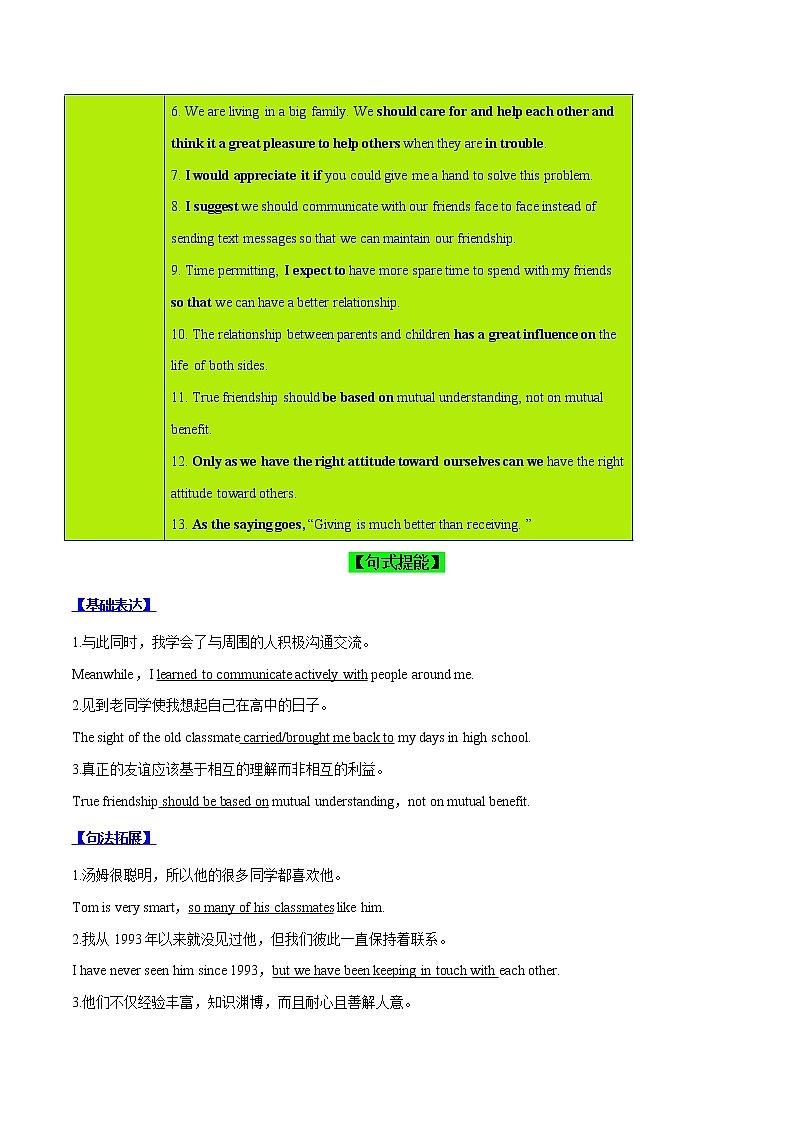Day 03 人际关系(解析版)-2022年高考英语二轮复习之写作高级句式表达能力提升微练学案第2页