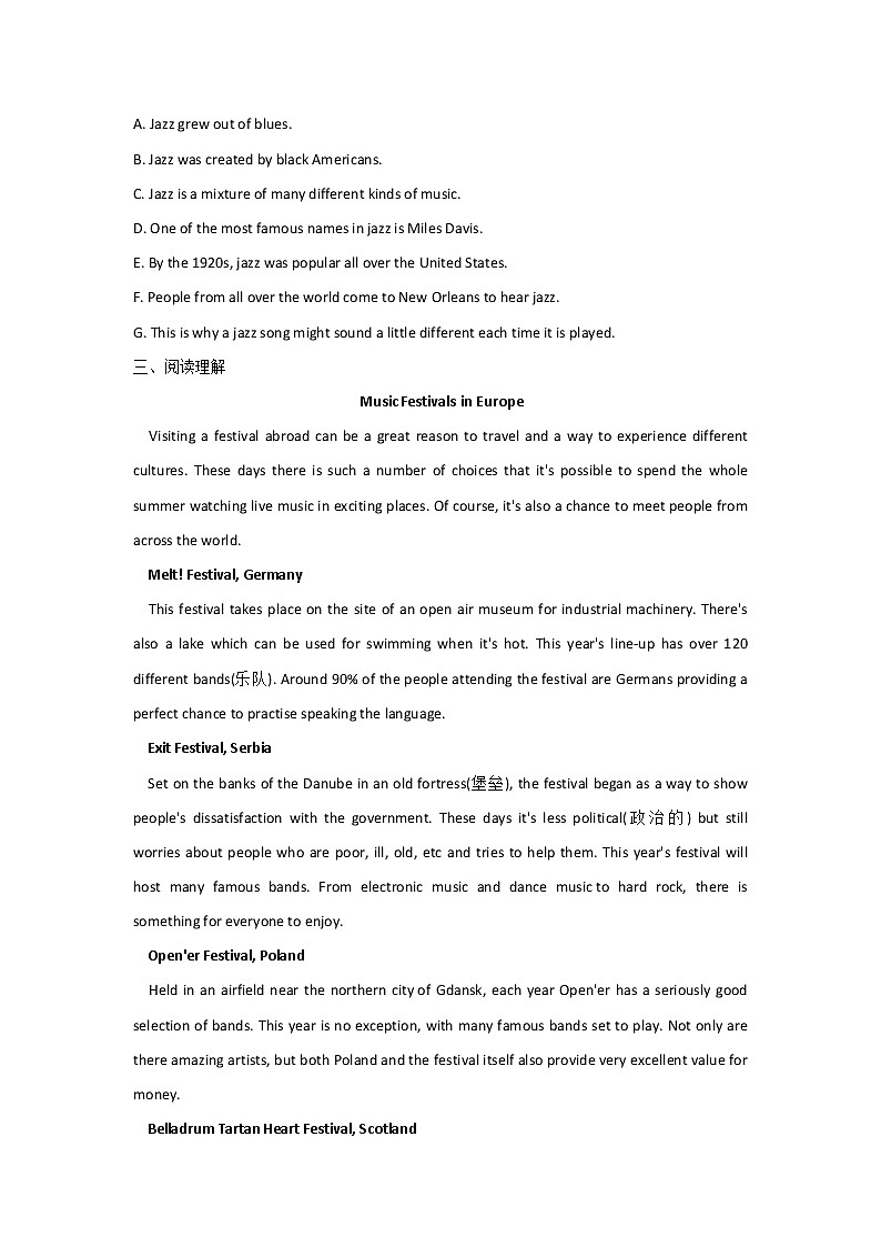 Unit 7 Art Lesson 3 A Musical Genius——2021-2022学年高一英语北师大版（2019）必修第三册同步课时作业 练习02